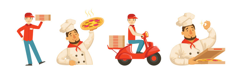 Pizza Delivery Service of Takeaway Food Element Vector Set - 782137095
