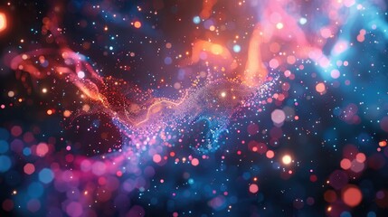 particle constellation forming shapes and patterns in space