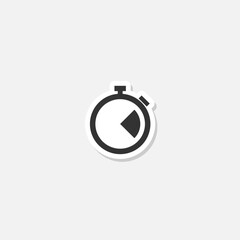 Stopwatch icon sticker isolated on gray background