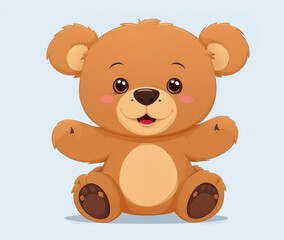 Teddy bear. Cute brown bear cartoon, illustration vector isolated on white