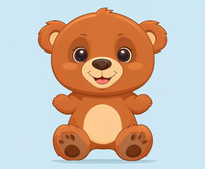 . Cute brown bear Teddy, illustration vector isolated on white background.