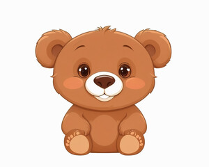 Cute Teddy bear. brown bear, illustration vector isolated on white background.