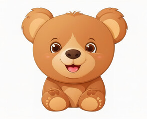 Teddy bear. Cute brown bear, illustration vector isolated on white background.