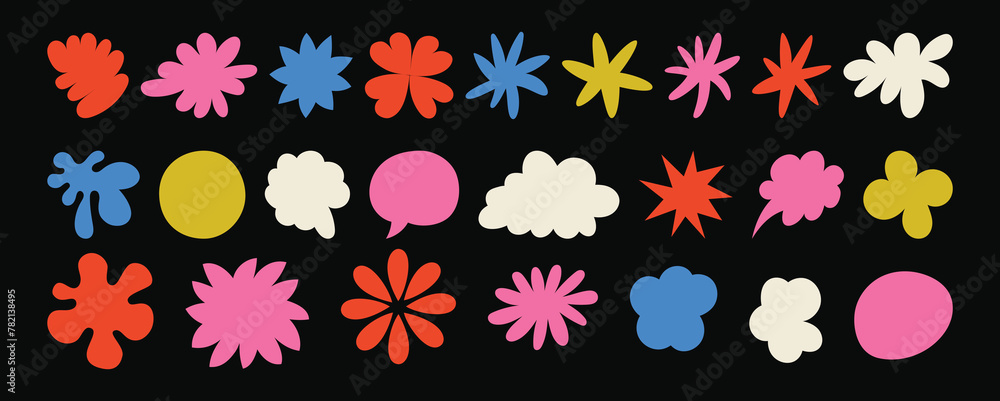 Poster Vector set of minimalist design elements, futuristic shapes and geometric figures and stars - abstract background elements for branding, packaging, prints and social media posts