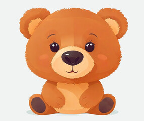 Fototapeta premium Teddy bear, cute, brown bear, wild animal, illustration isolated on white background.