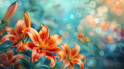 Nature background with lily flowers