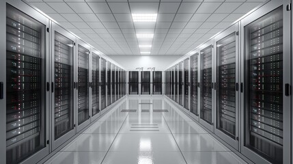 Server racks in server room data center.Server room of Internet data storage center