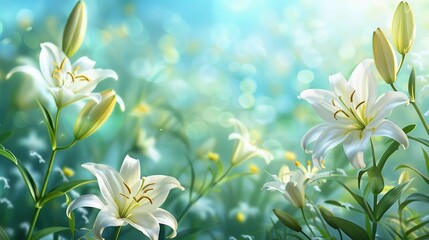 Nature background with lily flowers