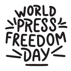 World Press Freedom Day text. Hand drawn vector art.