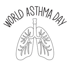 World Asthma Day text. Hand drawn vector art.