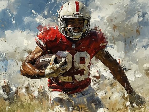 Dynamic football pose capturing a pivotal game moment, high energy