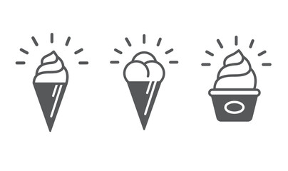 Ice cream outline icons set, simple flat design isolated on white background, vector, illustration.