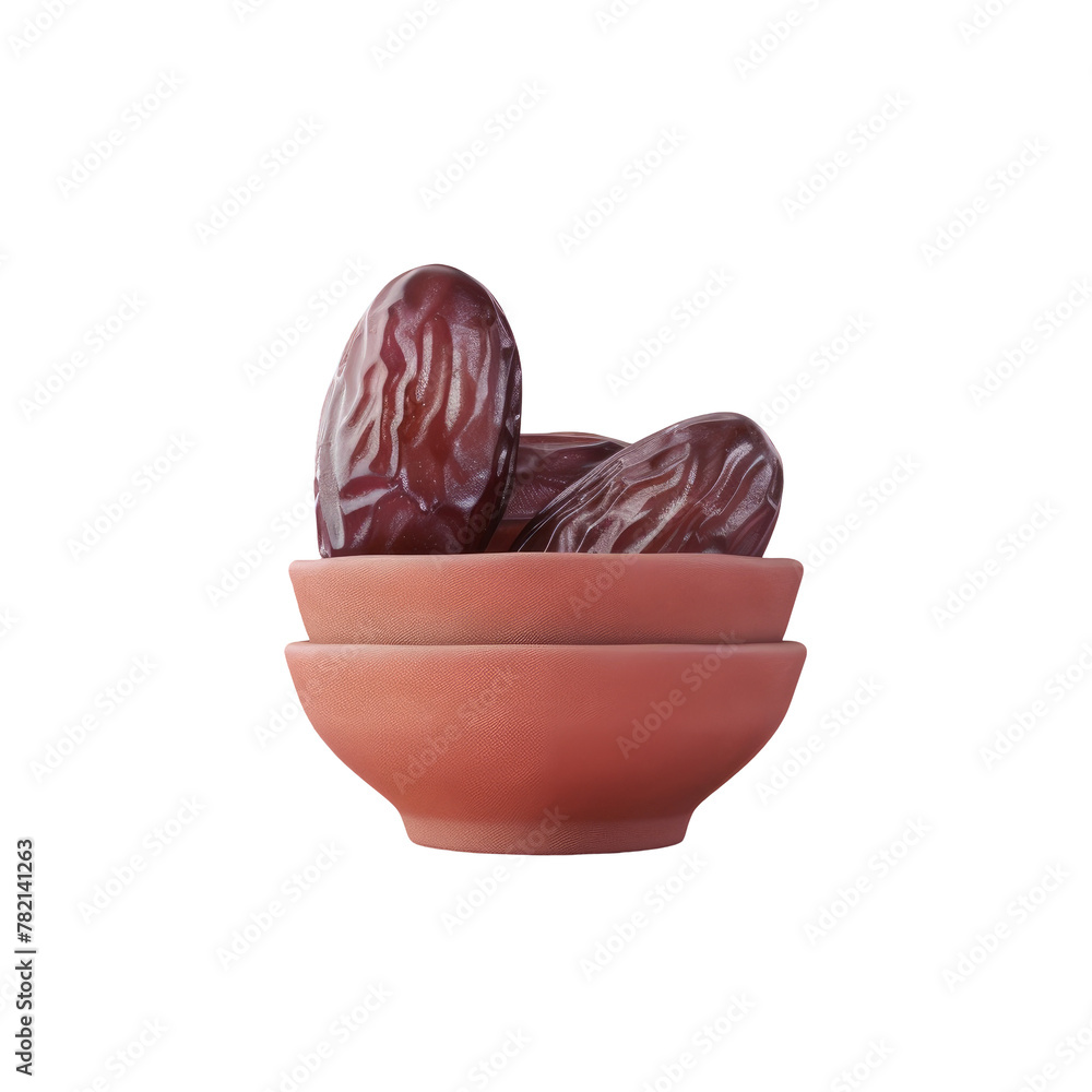 Poster three dates in a bowl on a transparent background