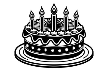 cake silhouette vector art illustration