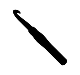 Crochet hook illustration, icon. Vector black silhouette.