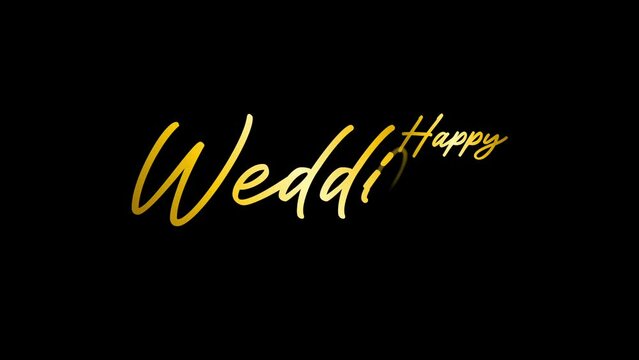 gold colored happy wedding day animated text for greeting footage.
