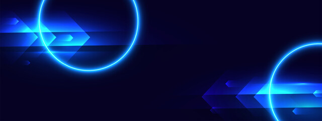Blue technology background with motion neon light effect.Vector illustration	
