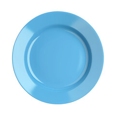 Blue plate with white rim on Transparent Background