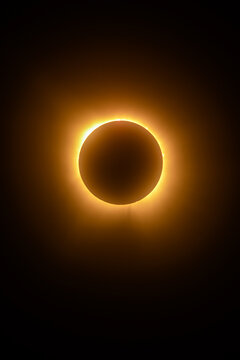 The solar corona and prominences radiating off the suns surface during totality in the total solar eclipse of 2024. Seen from Quebec Canada  