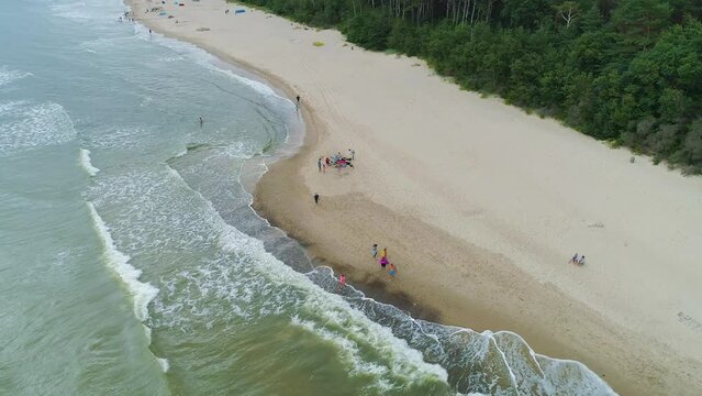 Beach Baltic Sea Lukecin Plaza Morze Baltyckiea Aerial View Poland