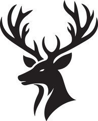 isolated black silhouette of a deer head collection, Set of deer silhouette vector. Deer Silhouette, Deer Head