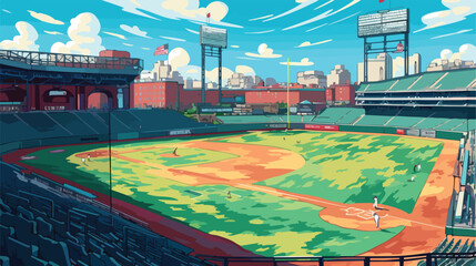 Sketch illustration of Fenway Park Boston USA in ve