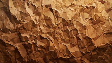 Crumpled paper and cardboard background. Brown kraft sheet texture, torn antique page, wallpaper or parchment abstract design. Horizontal rough carton, old material with realistic 3D rendering. - obrazy, fototapety, plakaty