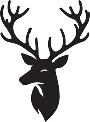 isolated black silhouette of a deer head collection, Set of deer silhouette vector. Deer Silhouette, Deer Head