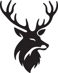 isolated black silhouette of a deer head collection, Set of deer silhouette vector. Deer Silhouette, Deer Head