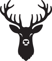 isolated black silhouette of a deer head collection, Set of deer silhouette vector. Deer Silhouette, Deer Head