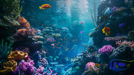 coral reef in the sea , generative ai - obrazy, fototapety, plakaty