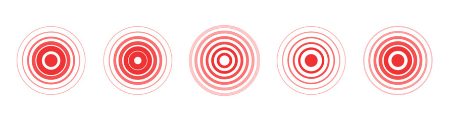 Red target radar scan sonar sound circle spiral illustration vector