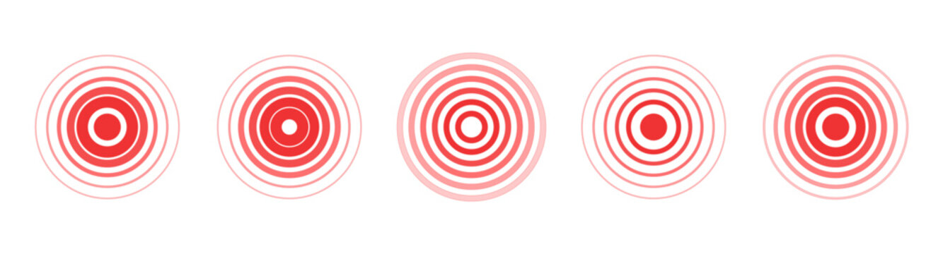 Red target radar scan sonar sound circle spiral illustration vector