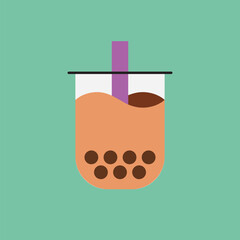 Bubble tea icon. Boba tea with tapioca pearls. Asian Taiwanese drink. Vector illustration. 