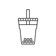 Bubble tea line icon. Boba tea with tapioca pearls. Asian Taiwanese drink. Vector illustration. 