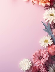Fototapeta na wymiar Elegant Pink Floral Background for Wedding, Baby Shower, Women's Health & Beauty Product Promos