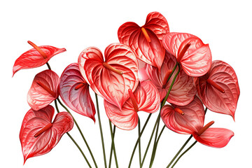 Exquisite Bouquet of Red Anthuriums on transparent background.PNG