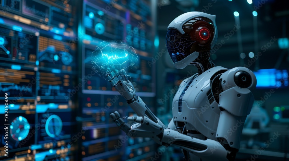 Aufkleber animated ai robotic hand assistant technology, artificial intelligence assistant for surgery doctors