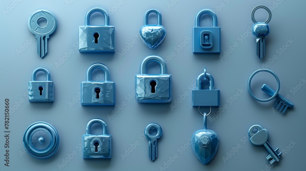 Aufkleber Render minimal padlock with a keyhole on gray background. Confidentiality and security concept. 3d cartoon simple modern illustration.