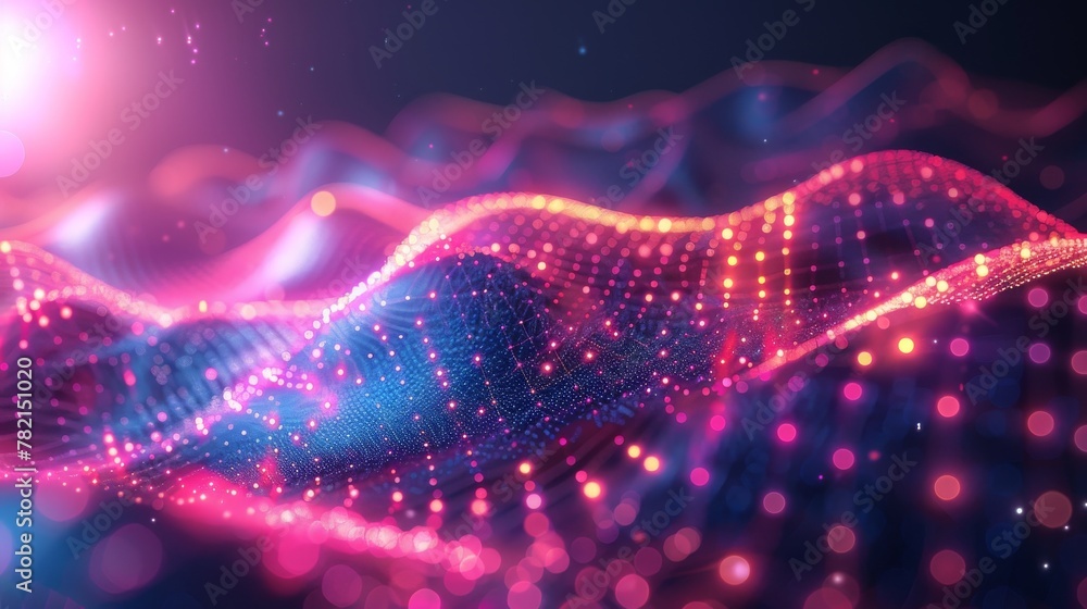 Aufkleber the wave of music illustration. digital network background. 3d rendering.