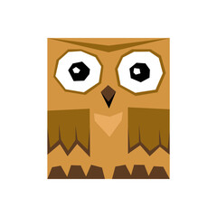 Cute Square Owl on a White Background, Vector Illustration