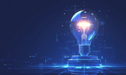A light bulb glowing with digital connections, symbolizing the power of innovation and AI technology in creating new ideas for business growth. 