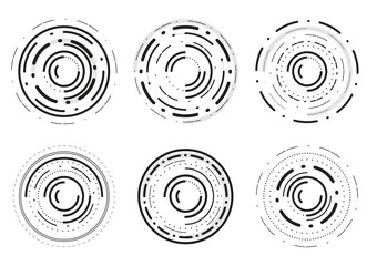 Set of vector graphic circle frames. Vector icon set technology circle design.