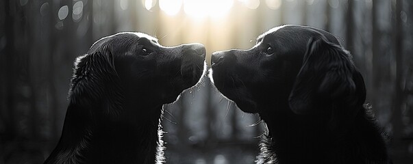 Canine silhouette, loyalty and friendship captured in a single shadow - obrazy, fototapety, plakaty