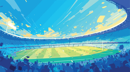 Sketch of Football stadium with people in vector il - obrazy, fototapety, plakaty