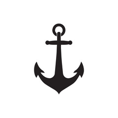 Anchor maritime sea black icon symbol boat pirate helm Nautical vector illustration design.