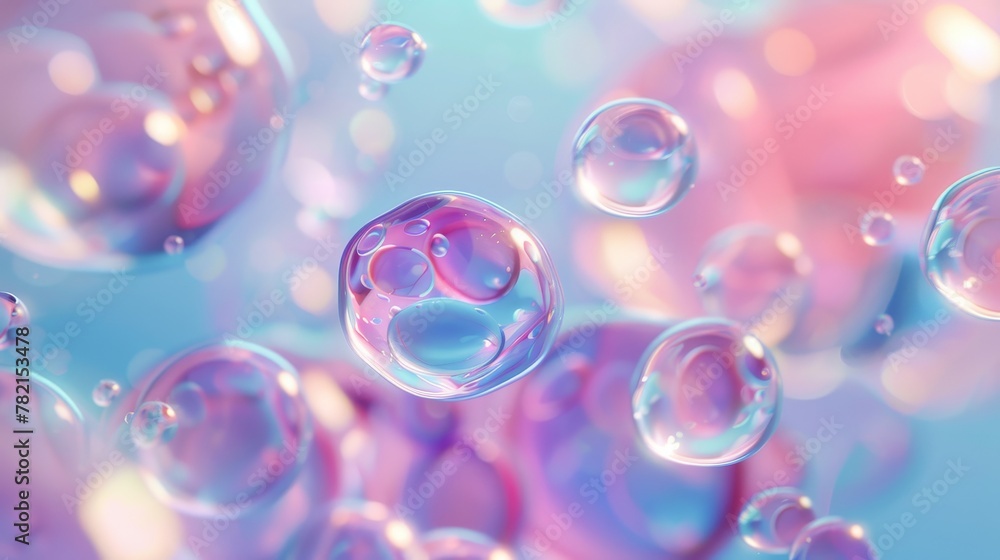 Aufkleber three-dimensional art background with holographic floating liquid blobs, soap bubbles, and metaballs