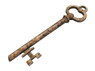 Old key antique on transparent background. AI Generative