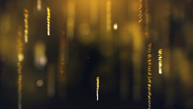 Animation with golden luminous streaks against a dark background.