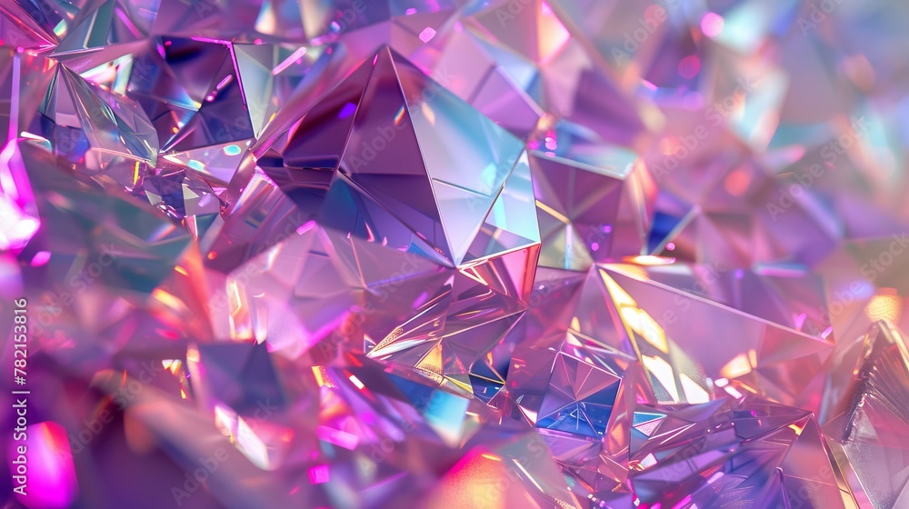 Leinwandbilder crystal abstract background, iridescent texture, faceted gem. 3d rendering...